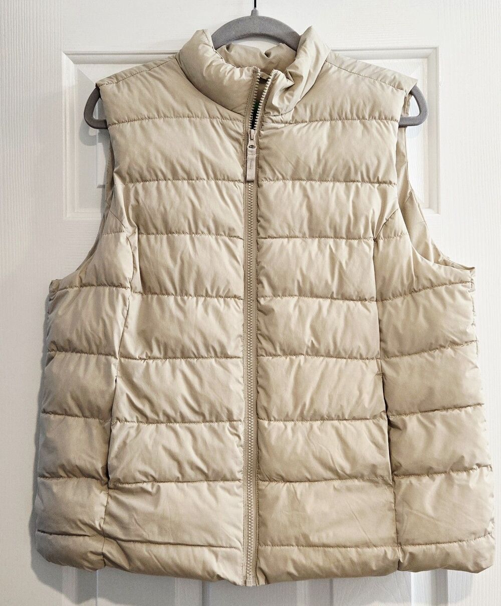 DIP Puffer Vest Womens XL Beige Cream Quilted Gorpcore Streetwear Minimalist
